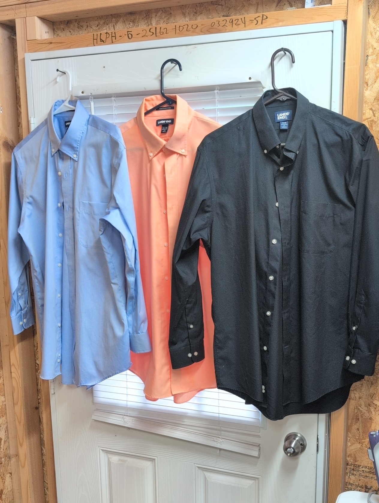 Lot Of 3 Lands' End (16-33) Men's Dress Shirt - Black, Light Blue, Coral